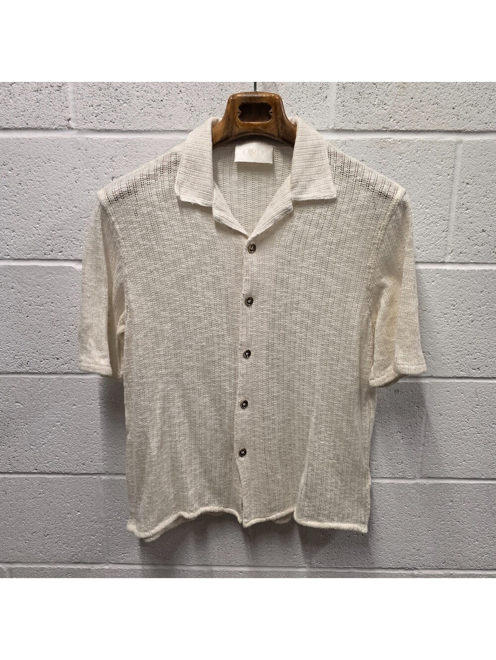 ORO Los Angeles oro The knitted short sleeve Vice Shirt in cream M 21x27
